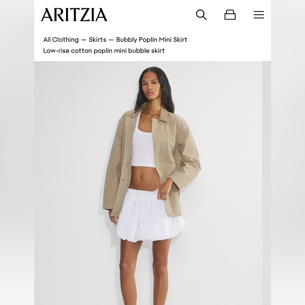 Aritzia Sunday Best White Bubbly Mini Poplin Skirt, XXS